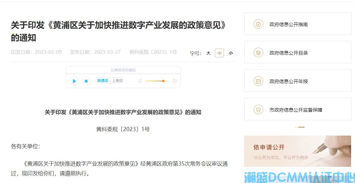 上海市黄浦区DCMM认定奖励政策：黄浦区关于加快推进数字产业发展的政策意见
